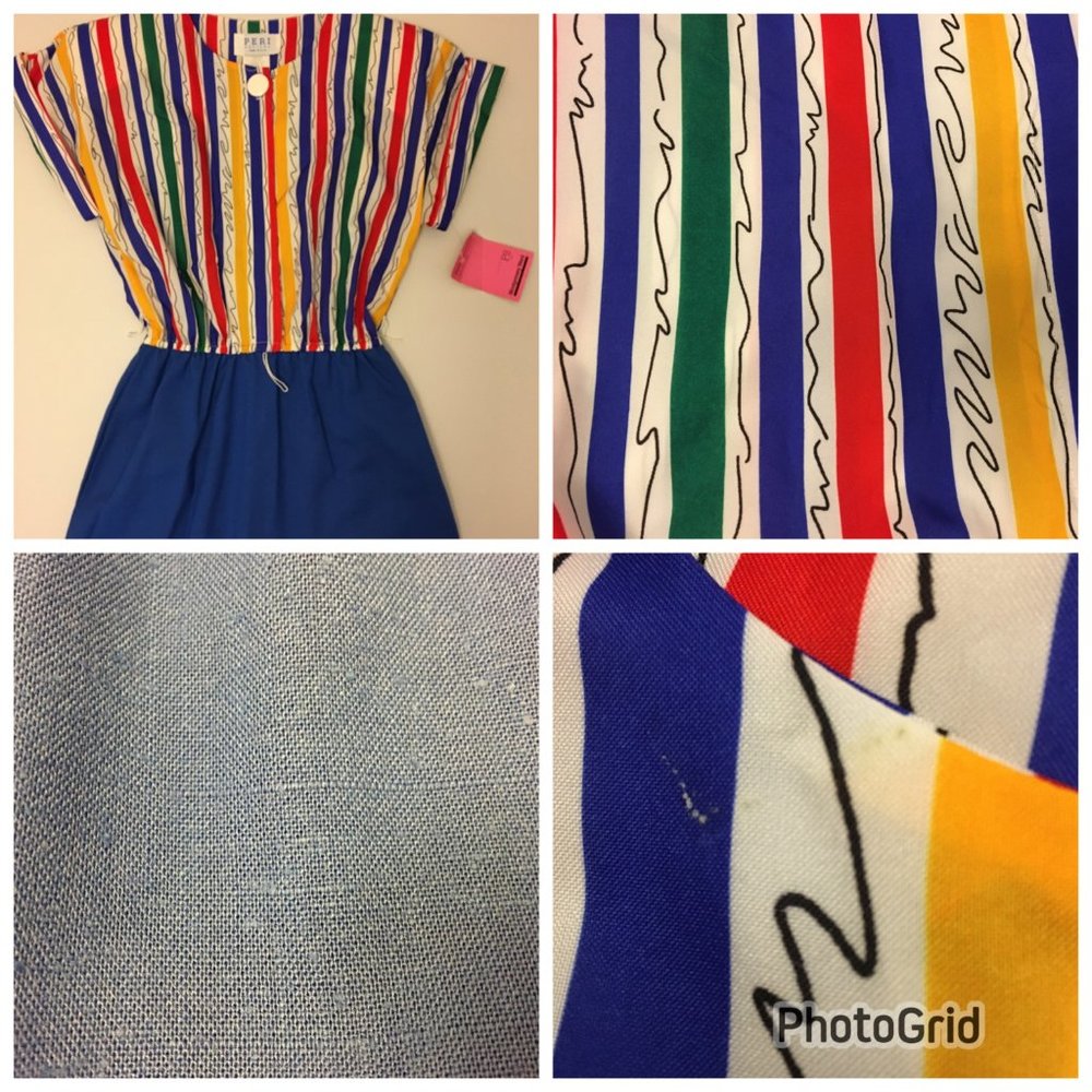 Vintage 80s Clowncore Dress Bright Primary Colors Abstract Rainbow Geometric - Picture 12 of 12